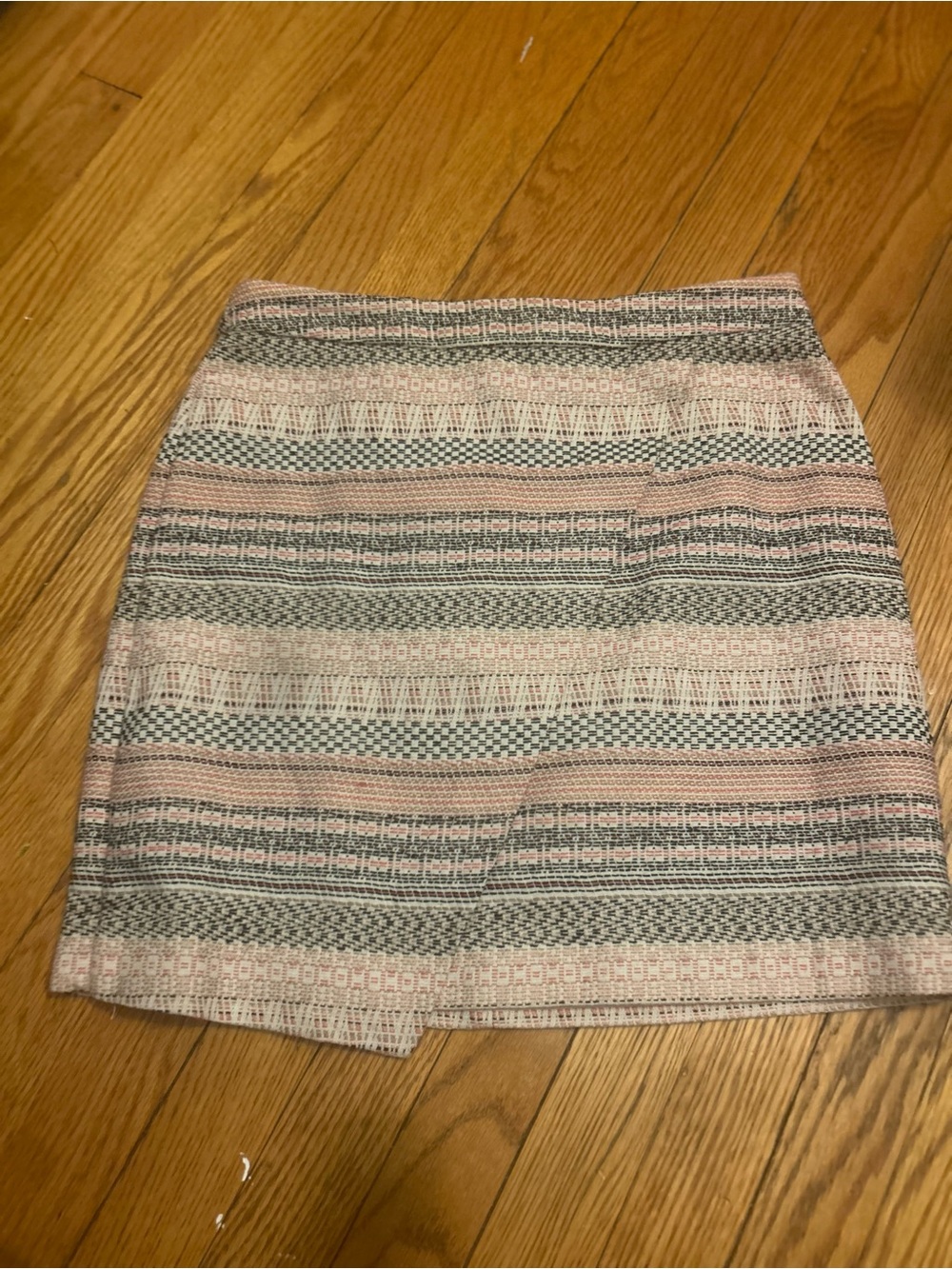 LOFT Pink and Gray Striped Textured Mini Skirt